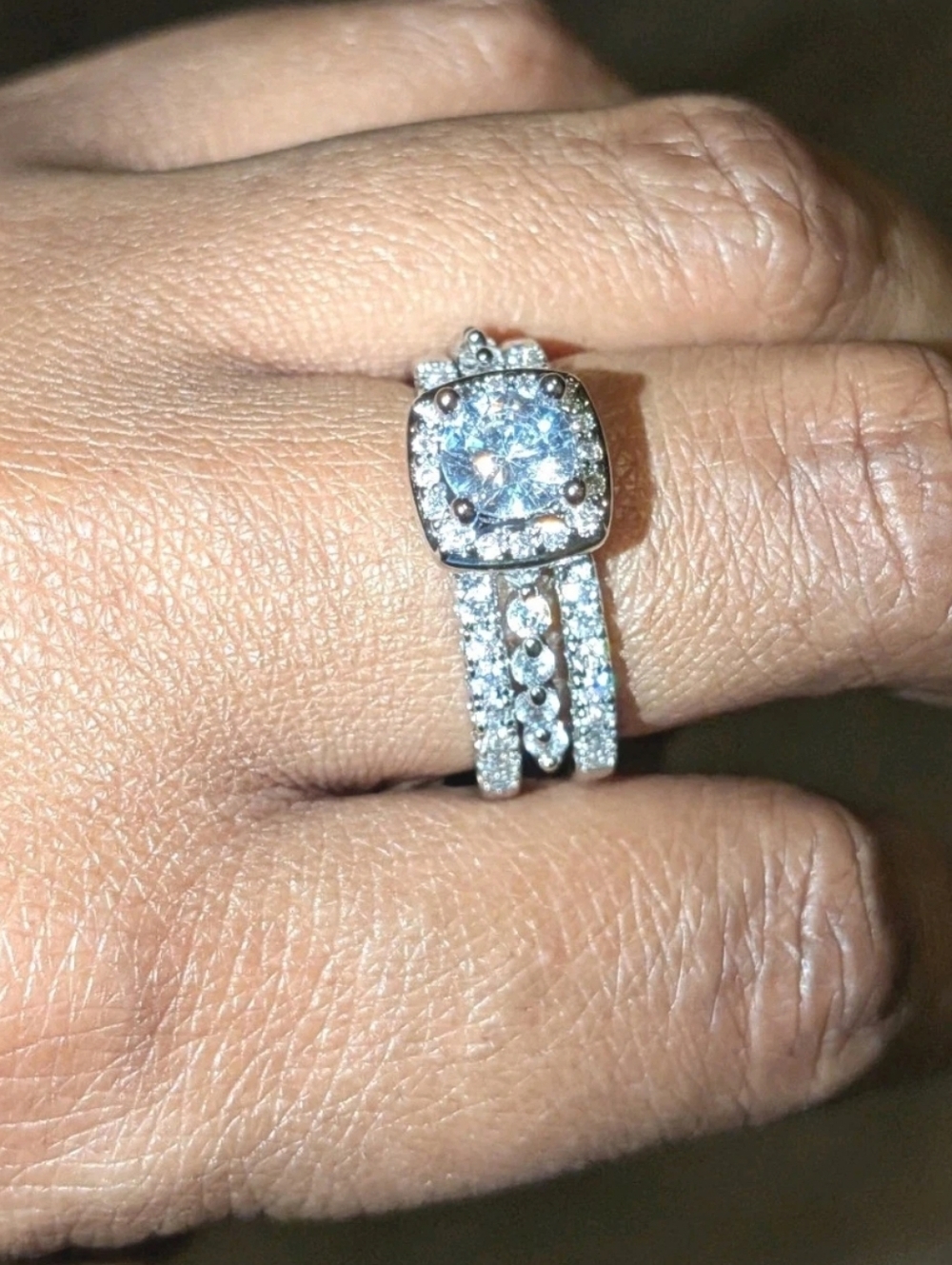 925 Silver 4ct Lab-Created Princess Cut Diamond Wedding Ring Set For Women Sz 8 - Picture 8 of 17